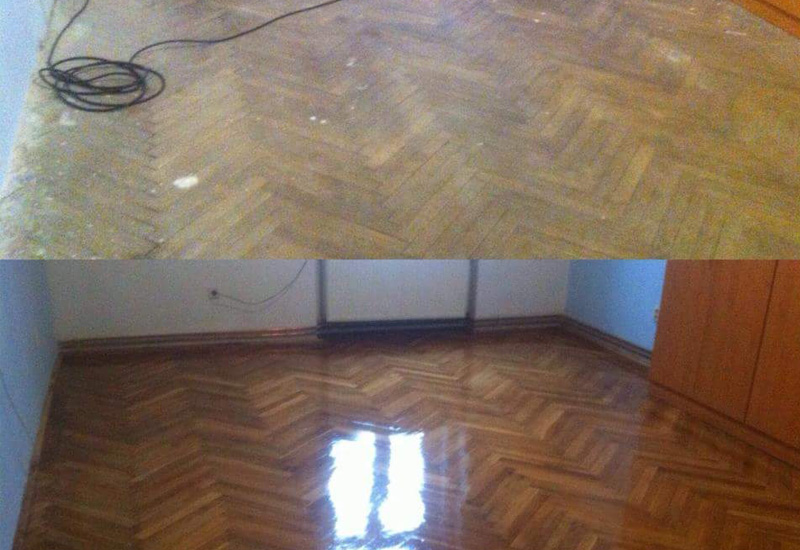 Dřevěná podlaha před a po