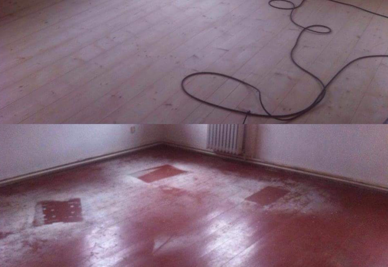 Dřevěná podlaha před a po